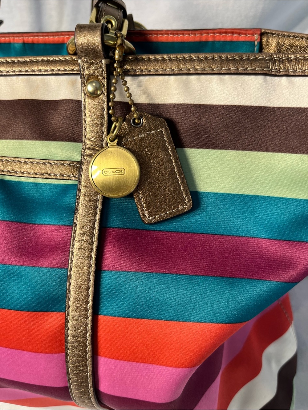 Coach Legacy Striped Sateen Tote - Picture 5 of 17